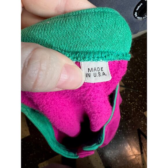 sweatshirt color blocked hot pink purple green 3 snaps - Picture 9 of 10